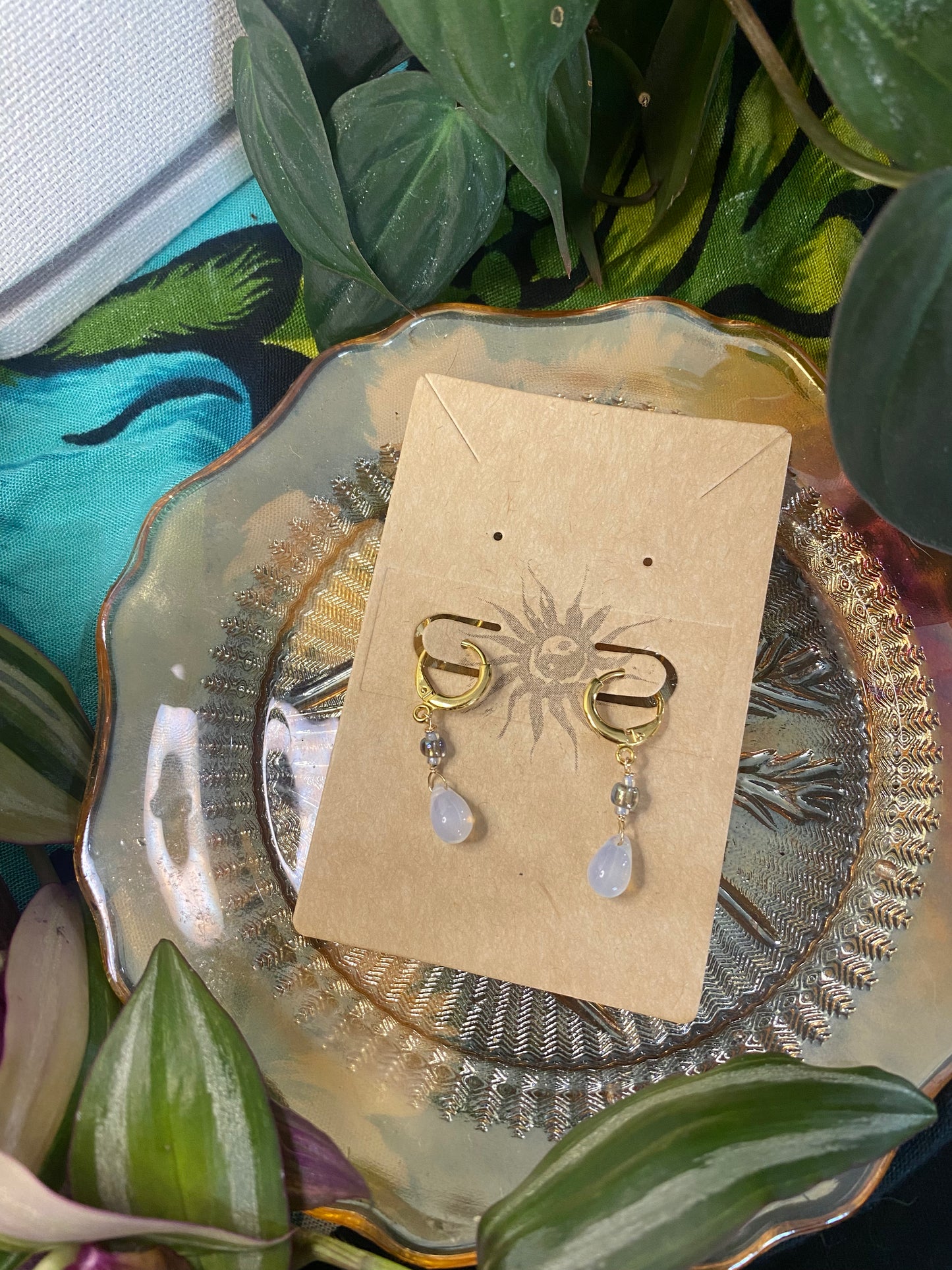 White Dainty Drop Hoops
