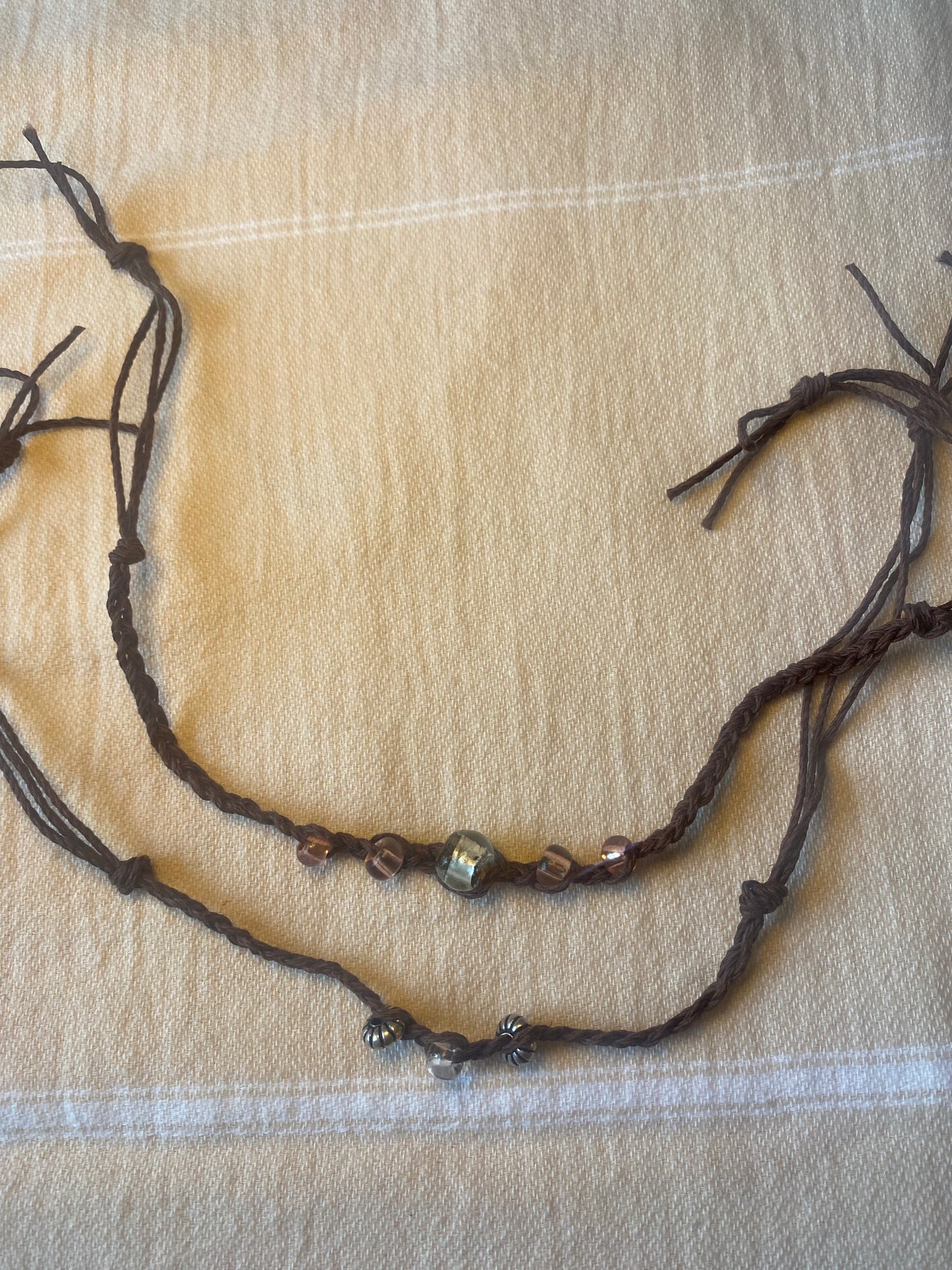 Beaded Macrame Anklet Set