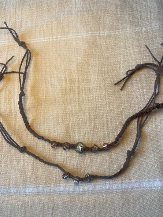 Beaded Macrame Anklet Set