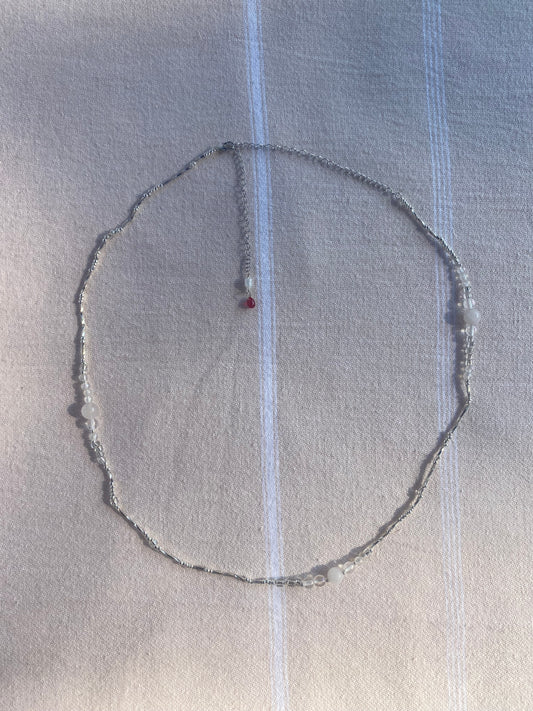 Silver Mixed Bead Waist Chain