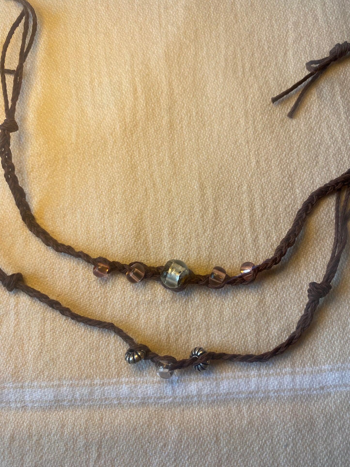 Beaded Macrame Anklet Set